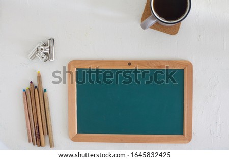 Tutor or teacher's slate board for important messages and parent-teacher's meetings. Homework, to do list, notice board.