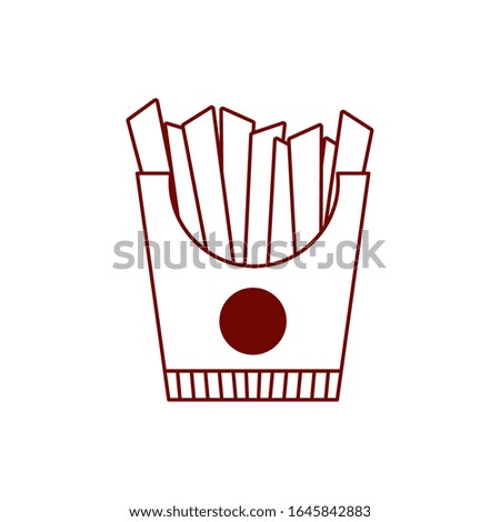 French fries line style icon design, Eat fast food restaurant menu dinner lunch cooking and meal theme Vector illustration