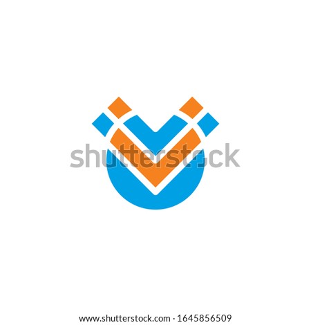 Shape icon abstract, circle symbol round, blue and orange