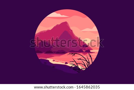 Vector illustration of a beautiful mountain landscape