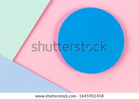Abstract colored paper texture background. Minimal geometric shapes and lines in pastel pink, light blue and green colours