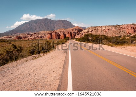Panoramic view of the road from Salta to Cafayate Argentina