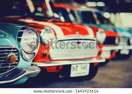 Classic Old Cars with colorful,Vintage retro effect style pictures.