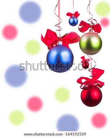 Christmas ball with snow and decorations, abstract background
