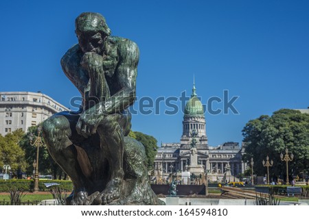 Congressional Plaza (Plaza Congreso), a public park facing the Argentine Congress in Buenos Aires, Argentina Royalty-Free Stock Photo #164594810