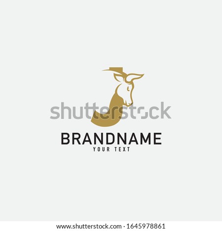 J letter with bull horn logo initial logotype icon vector in elegant simple style