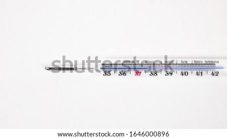 Thermometer with high temperature isolated on a white background.