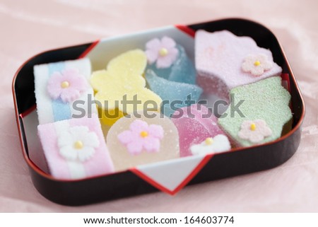 Japanese Girls' Day treats and candies, namagashi  Royalty-Free Stock Photo #164603774