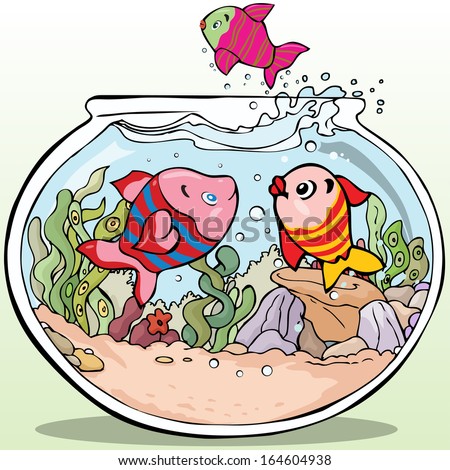 Vector illustration, colorful fish aquarium, cartoon concept.