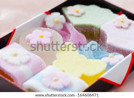 Japanese Girls' Day treats and candies, namagashi  Royalty-Free Stock Photo #164606471