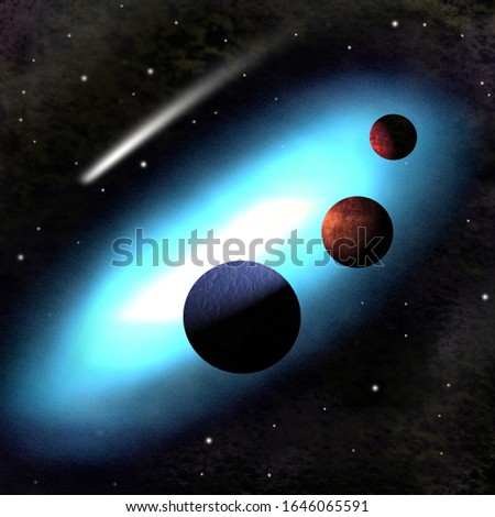 three planets orbit the galaxy