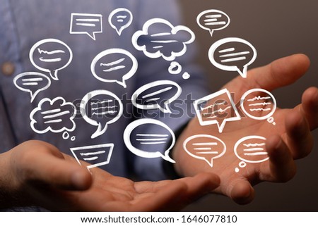 Digital icons with colorful dialog speech bubbles
