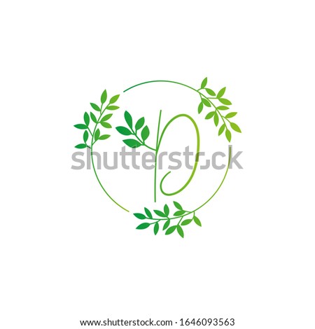 D letter logo vector design. D Icon eco green and circle concept template. D vector set of green eco letters logo with leaves. D alphabet of green leaves isolated on white background. Floral Alphabet.