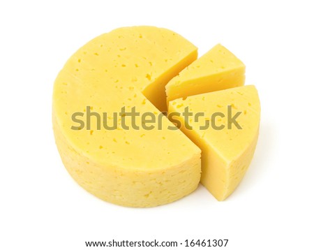 Slices of cheese lika a circle diagram isolated on white background