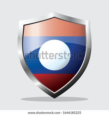 
laos country flag shield icon with white background