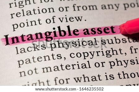 Fake Dictionary, Dictionary definition of Intangible asset. Royalty-Free Stock Photo #1646235502