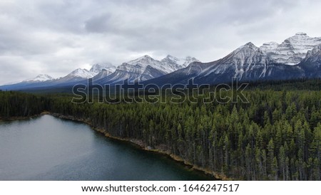 Snowy Mountains Herbert Lake Banff National Park