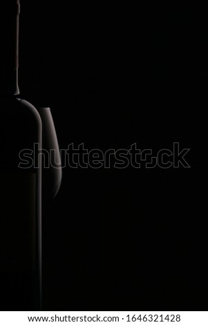 Gradient Edges of a Wine Bottle and a Wine Glass in the Dark