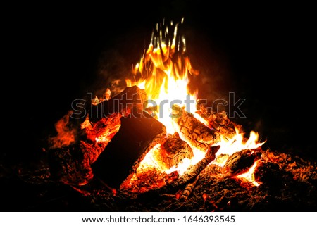 Dark mood photo of free space for your decoration. Campfire and copy space for your product.