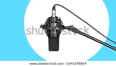 microphone on white and blue background with clipping path