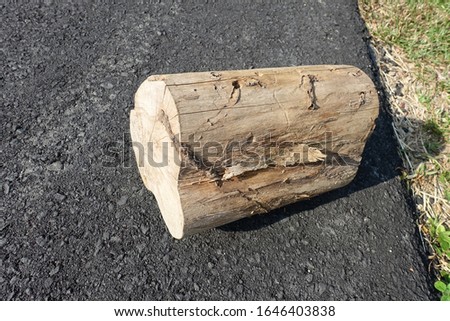 Close up of big stump on the road 