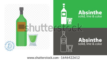 Absinthe bottle alcoholic beverage flat icon