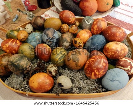 picture with painted eggs, suitable for Easter