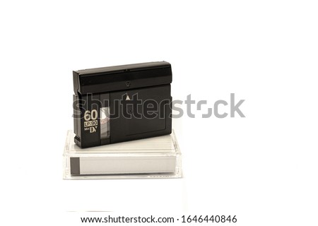 Close up of Mini DV tape isolated on a white background