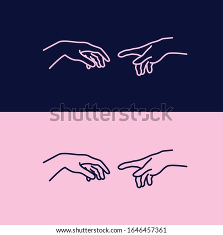 Vector illustration two hands. Romantic background, tenderness, art