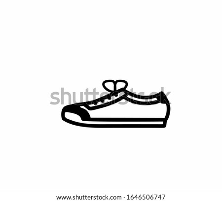 A sneaker or sporting shoe in black and white as a vector isolated, for sign, logo, apps or website