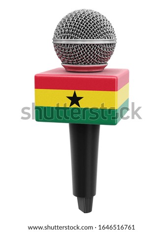3d illustration. Microphone and Ghana flag. Image with clipping path
