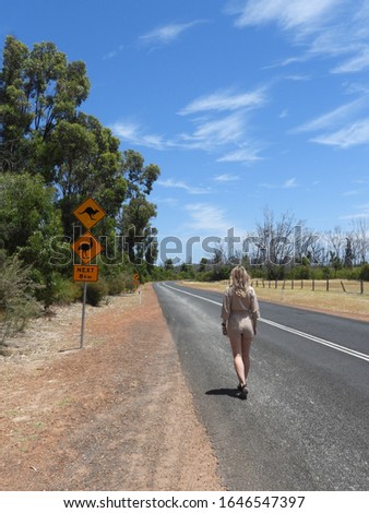 Typical Australian road with sunny sky