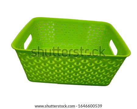 green empty shopping basket  isolated on white background.