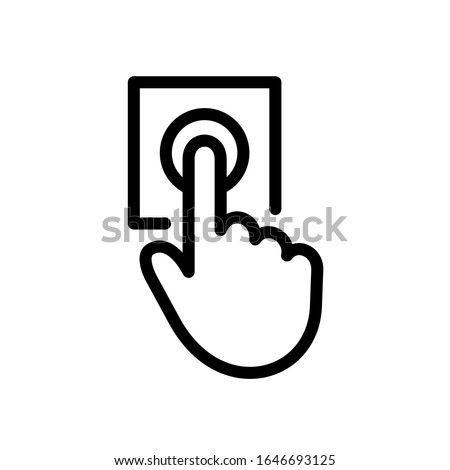 Ring the door bell icon. Hand pushing the button sign. Pressing the doorbell symbol. Adjustable stroke width. Royalty-Free Stock Photo #1646693125