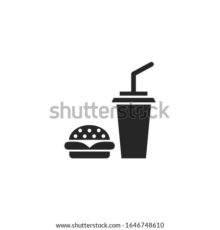 Burger with soft drink Icon vector sign isolated for graphic and web design. Burger with soft drink symbol template color editable on white background.