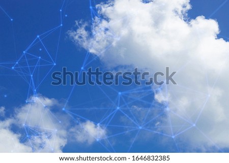 cloud storage on sky background by digital ai data web online technology social network business concept, system connection to working, internet of things