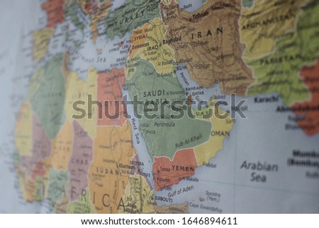 Saudi Arabia on colorful map Royalty-Free Stock Photo #1646894611