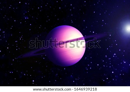 Planet Saturn, in pink. Elements of this image were furnished by NASA.