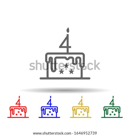 Cake, 4th july multi color style icon. Simple thin line, outline vector of 4th of july icons for ui and ux, website or mobile application