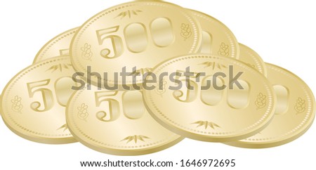 Illustration of Japanese five  hundred yen coin Royalty-Free Stock Photo #1646972695