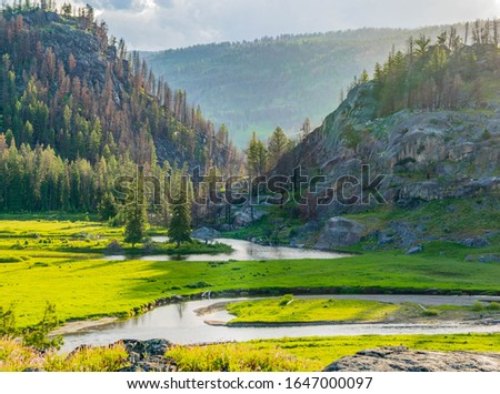 The Slough Creek Trail in Yellowstone National Park. Royalty-Free Stock Photo #1647000097