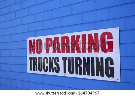 No Parking Trucks Turning Sign
