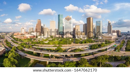 Panoramic aerial photo of Downtown Houston
