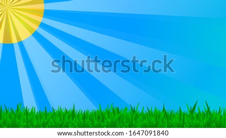 Abstract nature design, Vector illustration. Background with green grass and blue sky.