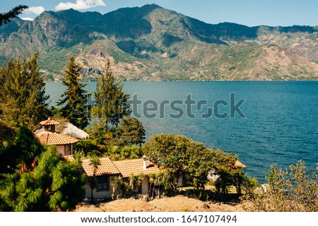 white house view of Laguna on Lake Atitlan