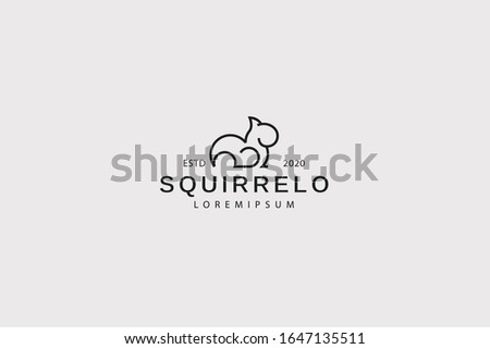 squirrel animal logo. illustration of squirrel animal in one line. vector line icon template