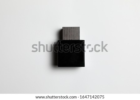 Black Parfum Bottle Mock up isolated on white background.High resolution photo.