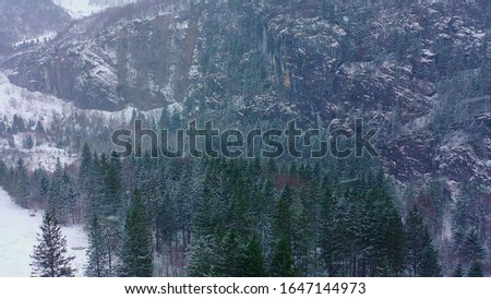 Wonderful snowy winter landscape in the Alps - aerial view - aerial photography