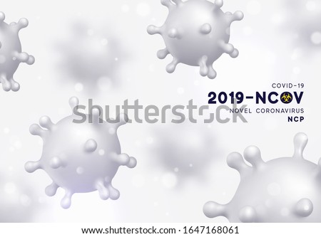 Novel Coronavirus (2019-nCoV). Virus Covid 19-NCP. Coronavirus nCoV denoted is single-stranded RNA virus. Background with realistic 3d white virus cells. vector illustration Royalty-Free Stock Photo #1647168061