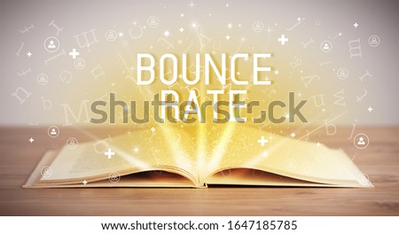 Open book with BOUNCE RATE inscription, social media concept